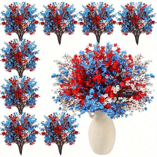 Artificial Flowers 4th of July Patriotic – 15pcs Real Touch Fake Flowers for Independence Day Home Decor, Floral Arrangements