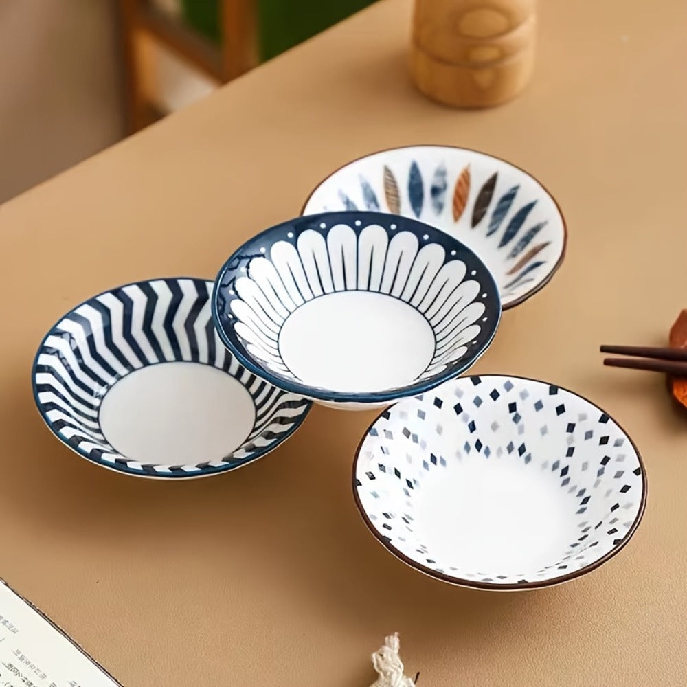 Dipping Sauce Dish Set 10/12 Piece Bohemian Ceramic for Home Cooking, Dining and Outdoor Meals