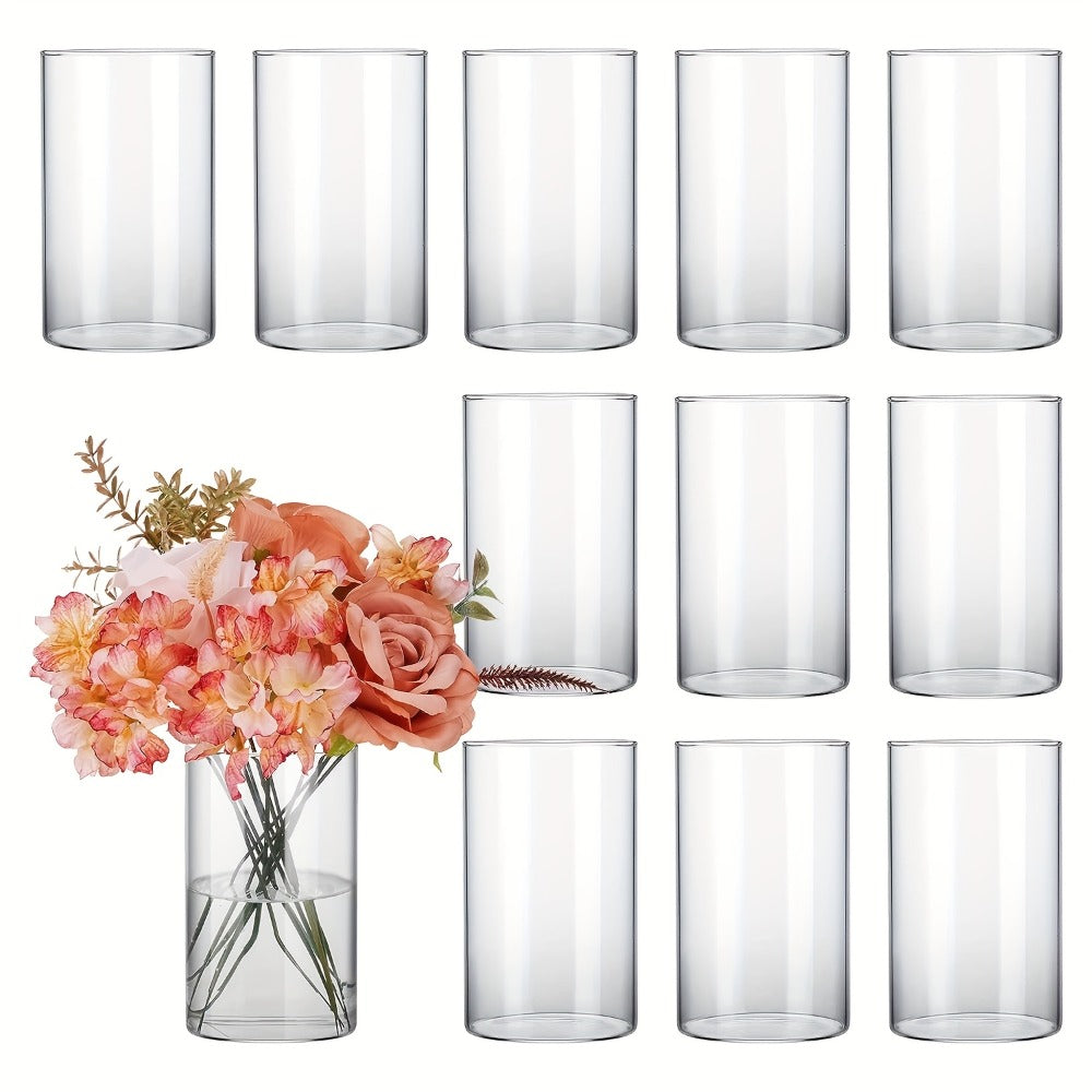 Clear Glass Cylinder Candle Holder Vases 12/24/36/48 Pcs, 4 6 8 10 Inch Tall Hurricane Floating Candle Vase