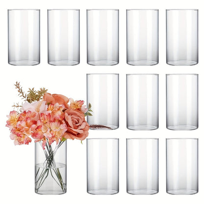 Clear Glass Cylinder Candle Holder Vases 12/24/36/48 Pcs, 4 6 8 10 Inch Tall Hurricane Floating Candle Vase