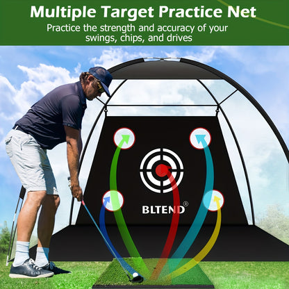Golf Practice Net 10x7ft with Hitting Mat, Portable Golf Chipping Net for Backyard Indoor Outdoor Use, Golf Training Net for Driving
