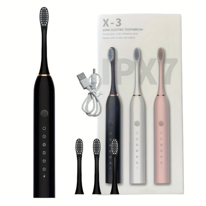 Electric Toothbrush with Six Brushing Modes, Two-Minute Timer, USB Charging and Three Color Options