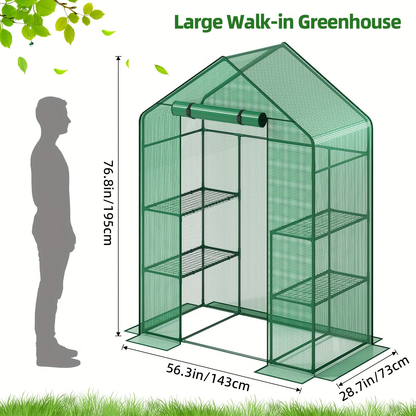 Garden Greenhouse Shelves 3/4-Layer Iron Frame with Durable PE Cover, Portable Indoor Outdoor Plant Greenhouse for Seedlings
