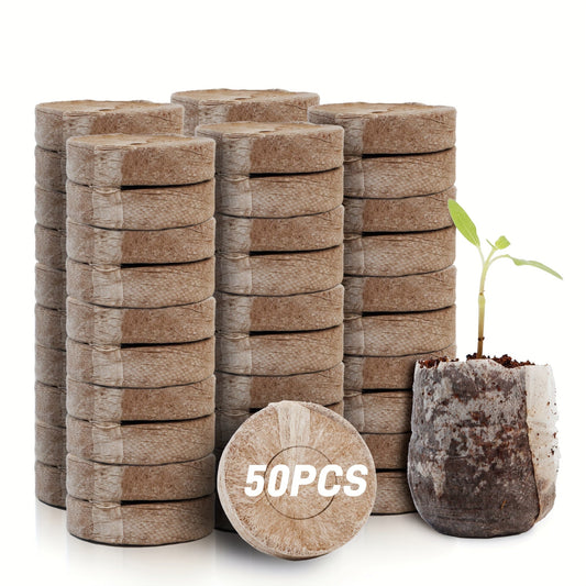 Peat Pellets Seed Starter 35mm Compressed | 50/100pcs Expandable Coir Discs for Seedlings Vegetables Flowers Herbs | Indoor Outdoor Seed