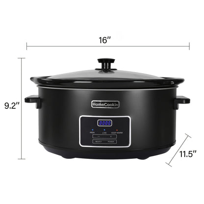 Digital Slow Cooker 6 & 7 Quart Programmable with Non-stick Ceramic Bowl, Countdown Timer & Keep