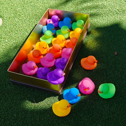 36Pcs Rainbow Rubber Ducks Bulk Pack, Colorful Mini Bath Toys for Pool Party, Holiday Decor & Kids Gift