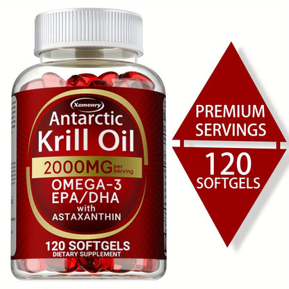 Antarctic Krill Oil 2000mg Softgels 120 Count with Astaxanthin EPA & DHA for Bath Time, Home Spa and Personal Care