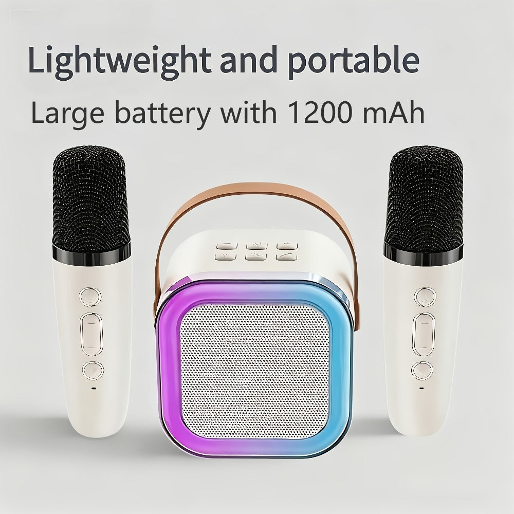 Karaoke Speaker Set with 2 Wireless Microphones & 1200mAh Battery – 3-Piece Portable KTV Party Bundle, Perfect Gift for Family Gatherings