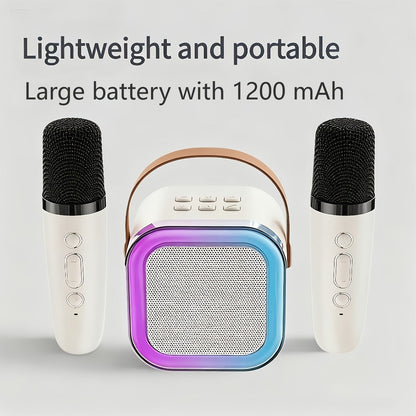 Karaoke Speaker Set with 2 Wireless Microphones & 1200mAh Battery – 3-Piece Portable KTV Party Bundle, Perfect Gift for Family Gatherings