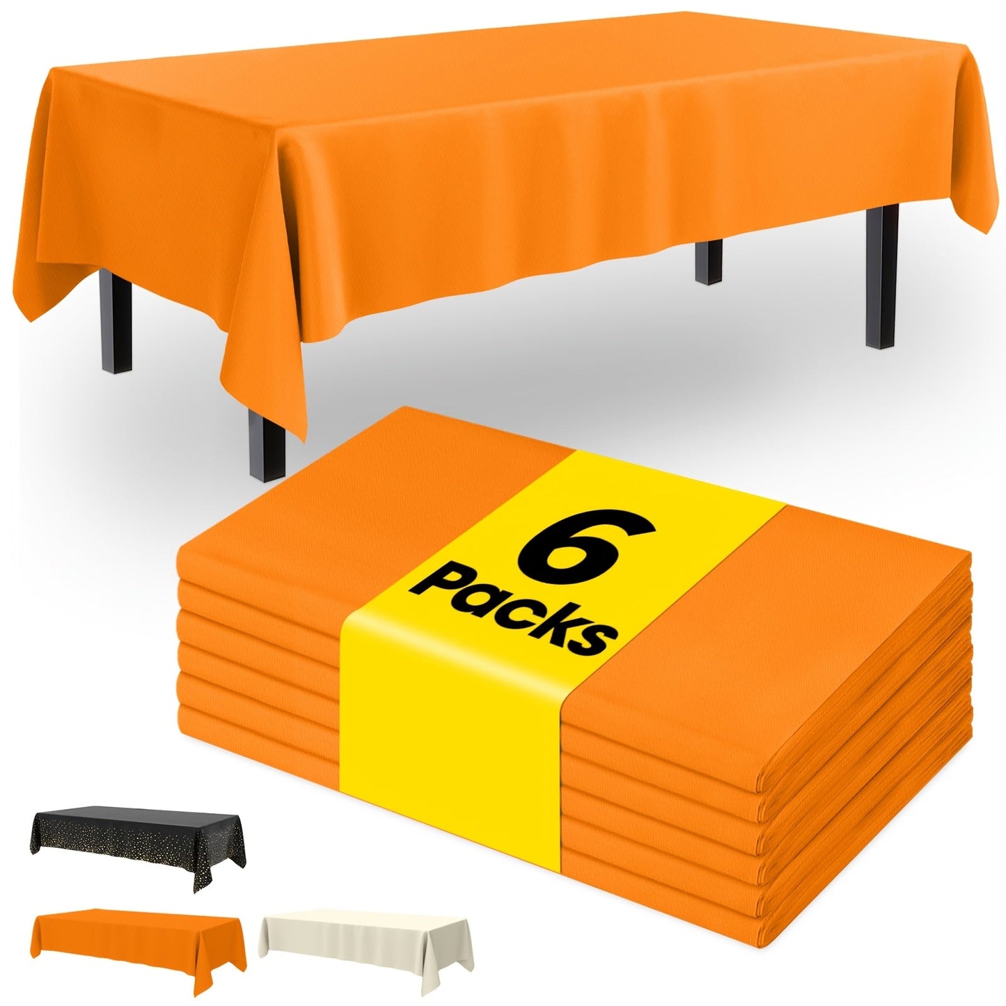 Disposable Tablecloths 54x108 Inch Rectangle Plastic Table Cover PEVA Party Table Cloth 6 Pack for Birthday Picnic Holiday