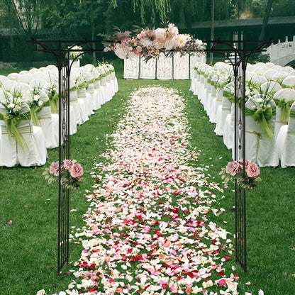 Wrought Iron Garden Arch 7ft Rose Trellis Multi-Style for Garden, Patio and Yard Use, with the Listed Configuration