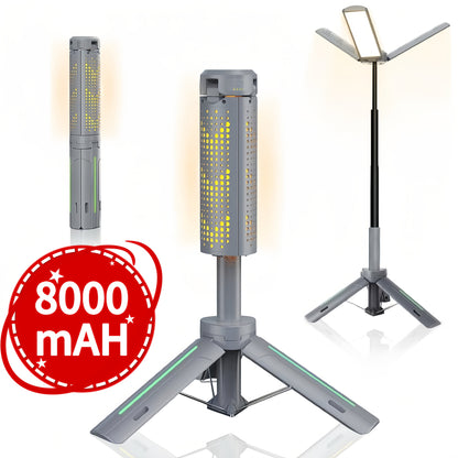 Camping Light & Work Light 3000 Lumens – Cordless LED with 3 Adjustable Heads, 8000/14500mAh Rechargeable Battery