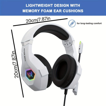 GS450 Gaming Headset Surround Stereo with LED Lights & Memory Earmuffs for Bedside Audio, Alarms and Room Entertainment