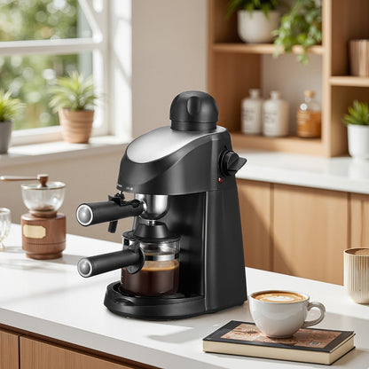 Espresso Machine 3.5Bar with Milk Frother Steam Wand Makes 4 Cups Cappuccino Latte Espresso for Entryways, Bedrooms and Living Spaces