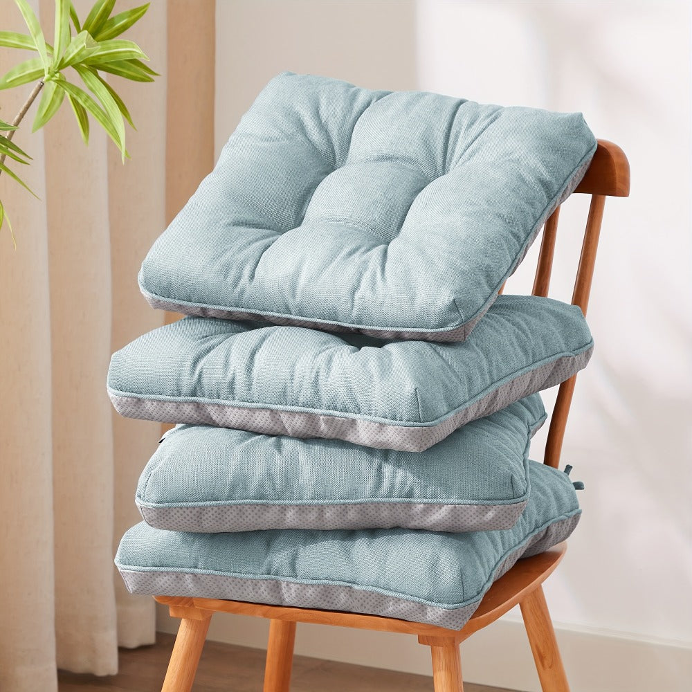 Memory Foam Chair Cushions Set of 4 – Kitchen Chair Pads with Non-Slip Backing & Ties, 500GSM Thick Seat Cushions for Dining Chairs Indoor