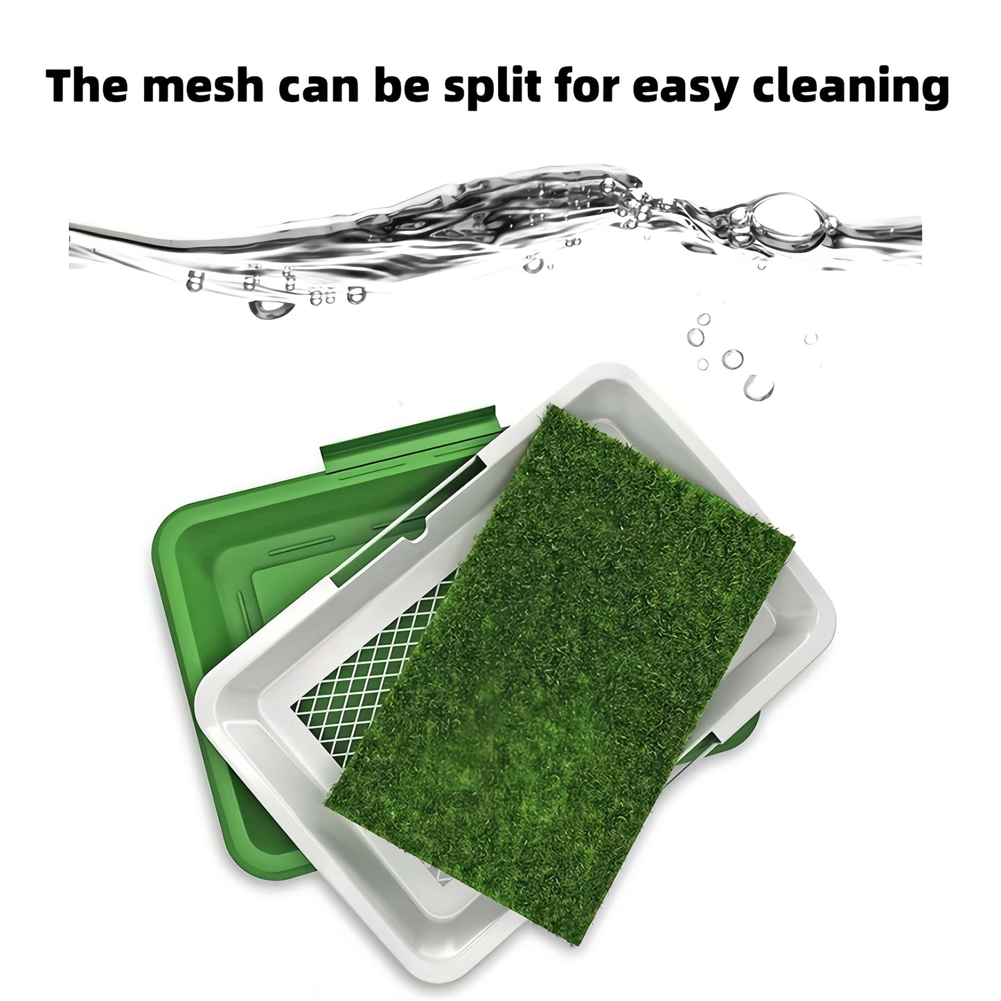 Artificial Grass Dog Potty Training Mat with Tray – Non-Slip Splash-Proof Indoor Puppy Toilet, Odor-Free 3-Layer Design