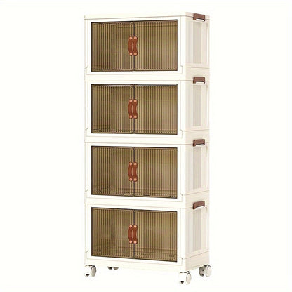 Lidded Storage Bins with Wheels – 2/3/4/5-Tier Dual-Opening Storage Organizer Box with Lid, Large Stackable Storage Container for Books