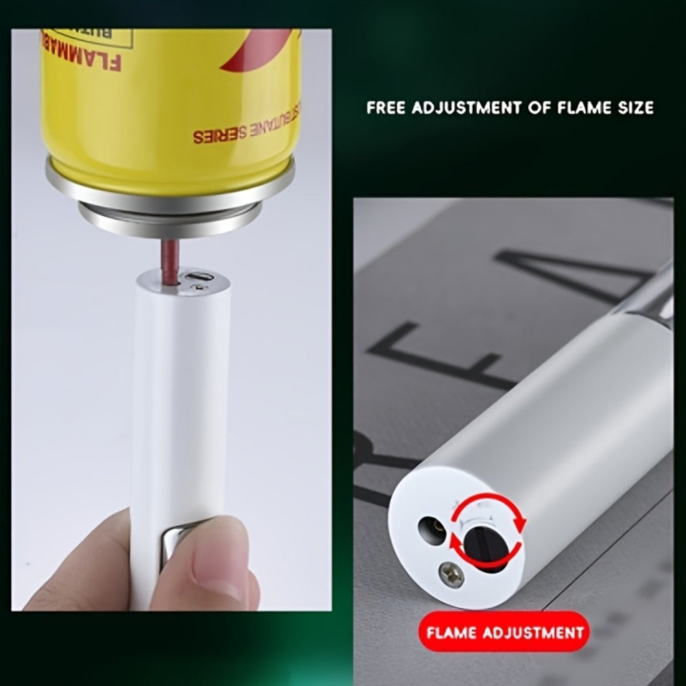 Windproof Blue Flame Lighter, Creative Adjustable Flame Torch Lighter for Outdoor BBQ, Camping, Candles & Cigars