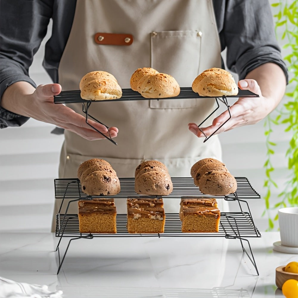 Foldable Cooling Rack Set, Stackable Oven Cookie Cake Drying Rack with Free Baking Tools (Silicone Spatula