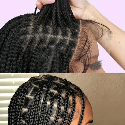 Thirty-Inch Box-Braid Wig with 360 Lace Cap and Four Black, Blonde, Burgundy or Auburn Options