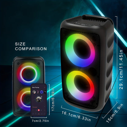Portable Bluetooth Speaker KTS-1265 with Dual Drivers, RGB, 2400mAh, USB-C and About 4 Hours Playback