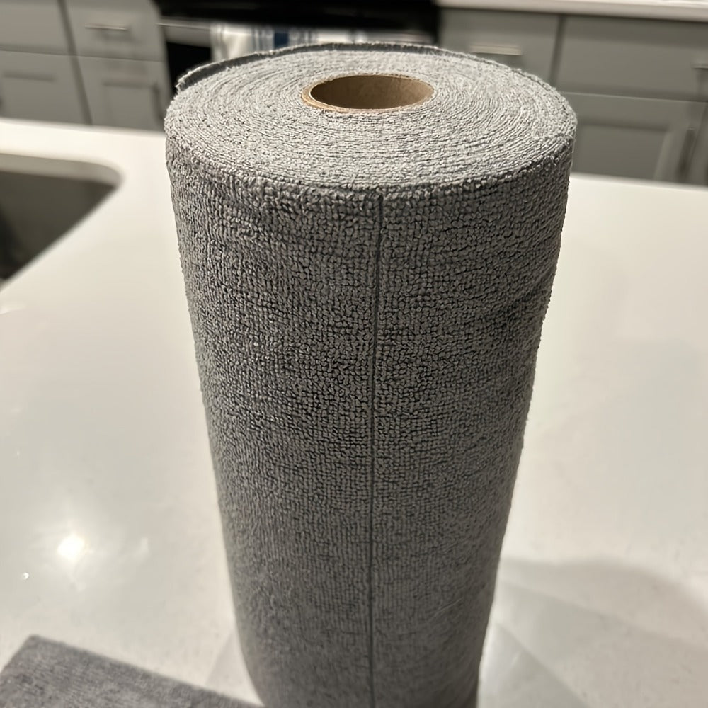 Microfiber Cleaning Cloths Reusable Paper Towel Roll Replacement – Washable Absorbent Tear-Away Dishcloths for Kitchen