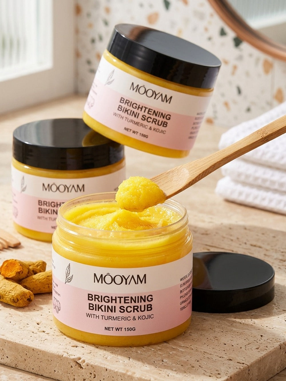 Glycolic Acid Bikini Area Scrub 150g, Kojic Acid & Turmeric Exfoliating Paste, Brightening Treatment