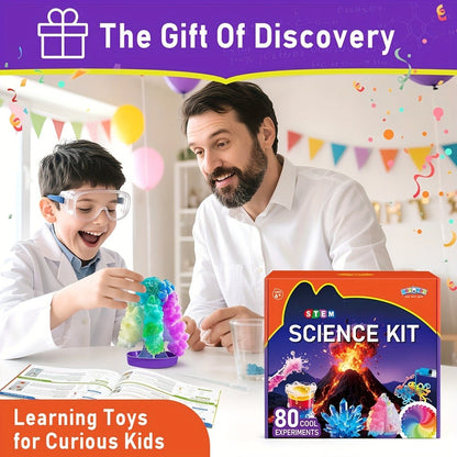 STEM Science Kit for Kids Ages 6-12, 60 80 105 Lab Experiments, Chemistry Set with Crystal Growing & Chemical Reactions