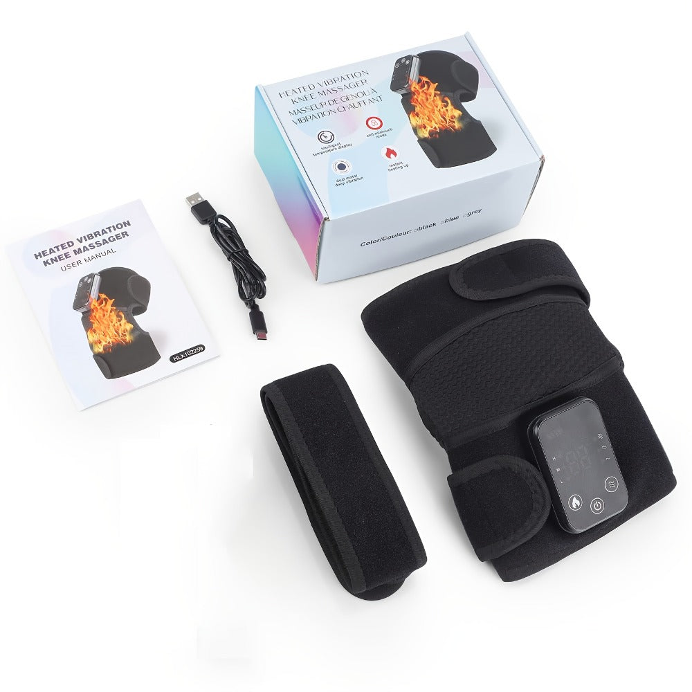 Heated Knee Massager with Heat and Vibration Massage, Wireless Portable Electric Knee Brace Wrap for Pain