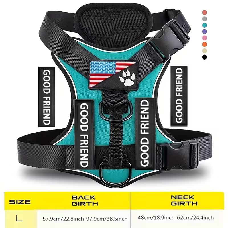 Service Dog Harness with 5 Patches – Reflective Adjustable Oxford Vest with Inner Mesh Layer, Service Dog ID System