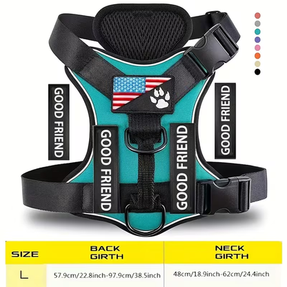 Service Dog Harness with 5 Patches – Reflective Adjustable Oxford Vest with Inner Mesh Layer, Service Dog ID System