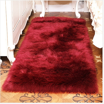 Area Rug Plush Imitation Wool Mat in Four Colors and Two Sizes for Bedroom, Living Room or Bay Window