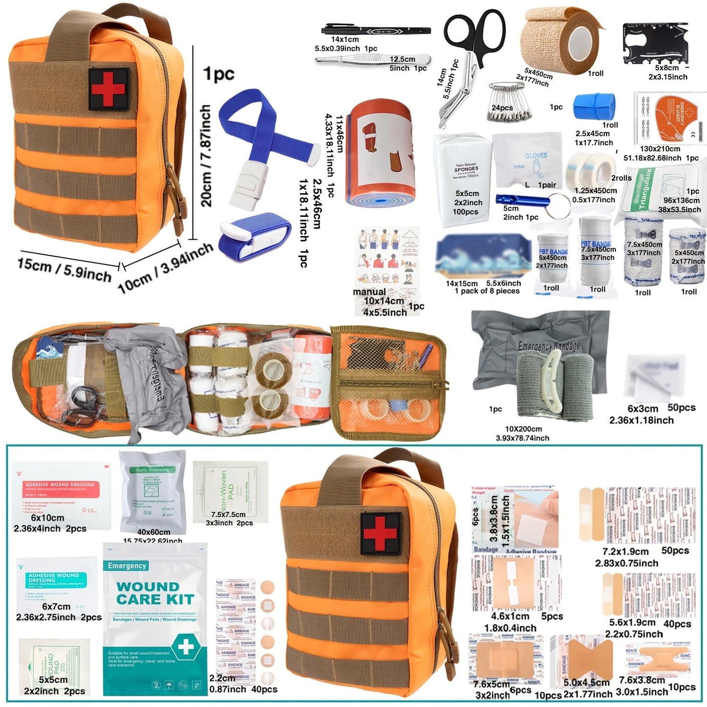 First Aid Kit in B373, B143 Mini or 152-Piece Configurations with Red, Orange and Blue Case Options