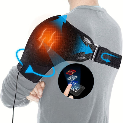 USB Heated Shoulder Pad with 3-Speed Temperature Control, Electric Heating Wrap for Shoulder & Neck Pain