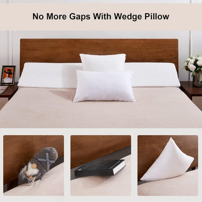 Mattress Gap Wedge Pillow in Twin, Full, Queen or King with Grey, White and Bamboo-Labeled Options