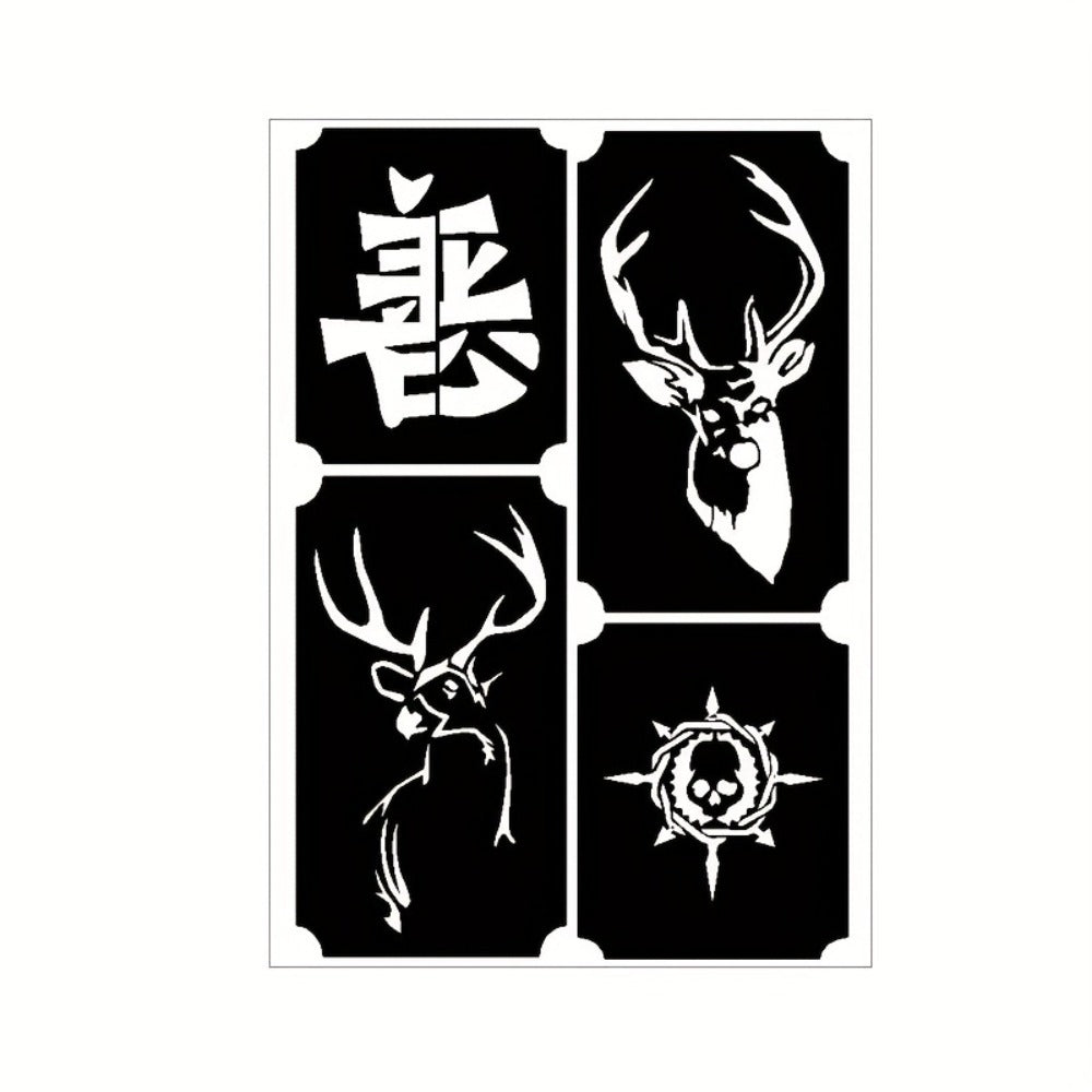 Twenty-Piece A5-Labeled Tattoo Stencil Kit002 with Animal, Symbol and Geometric Pattern Designs