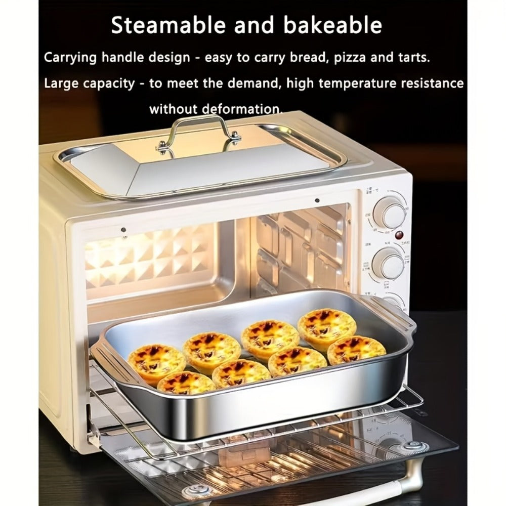 Stainless Steel Baking Sheet Pan Set with Lids, Nonstick Oven Trays & Roasting Pans for Baking Bread Desserts Seafood