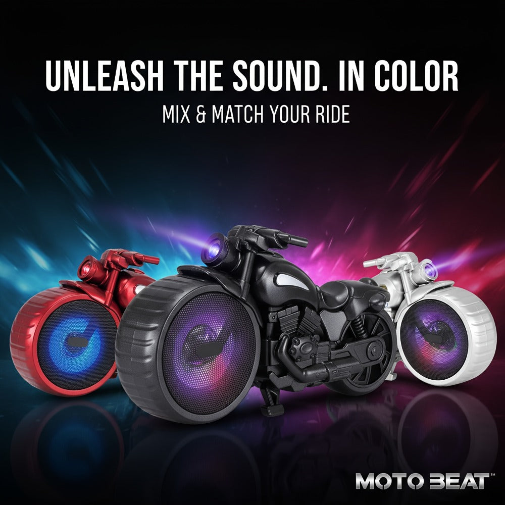 Bluetooth Speaker MOTO BEAT Motorcycle-Shaped RGB Model with FM Radio, USB, TF, AUX and Rechargeable Battery