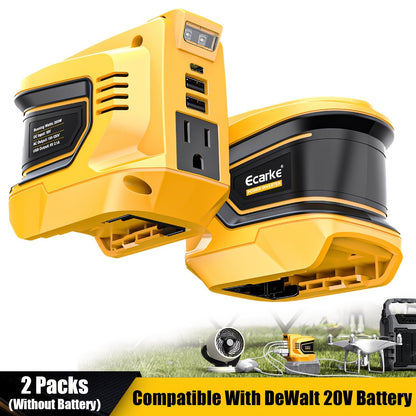 Battery Inverter for Dewalt 20V & 18V - 200W/350W/550W DC to AC 110V, USB, Type-C & AC Outlet, LED Work Light