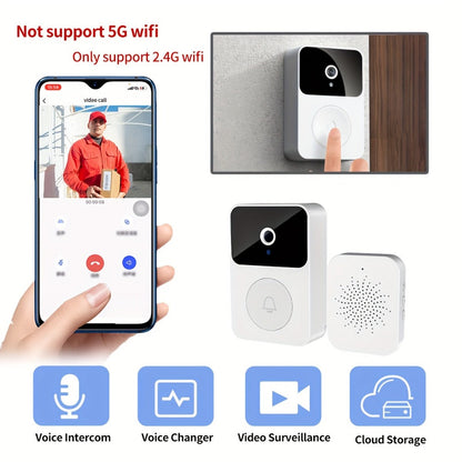 PIR Motion Video Doorbell Camera WiFi HD Night Vision with Two-Way Audio, Cloud & SD Card Storage