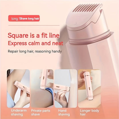 Bikini Trimmer Electric 2-in-1 Rechargeable Dual-Head Face Shaver for Women – Stainless Steel Blade USB Cordless Hair Remover for Bikini
