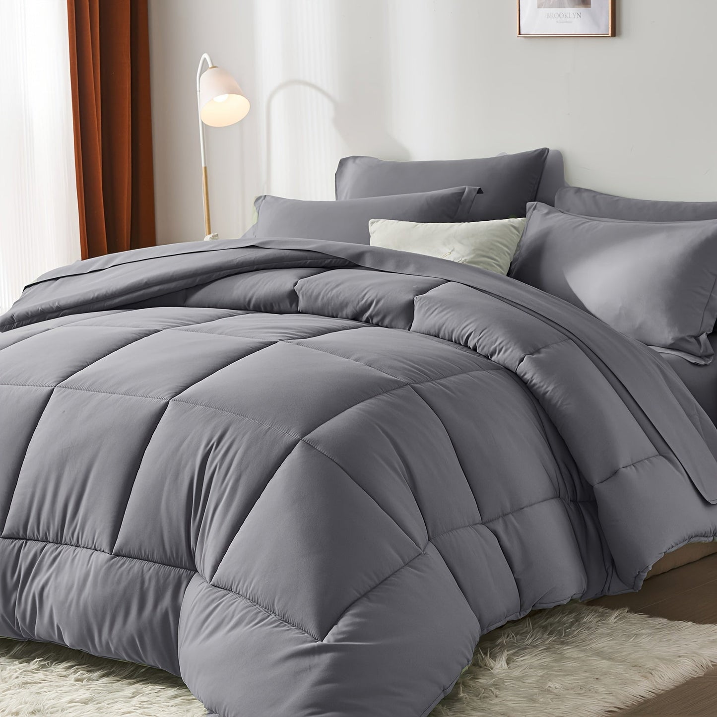 Checkered Microfiber Bed-in-a-Bag Comforter Set with Coordinated Sheets, 16 Color or Code Options and Four Sizes