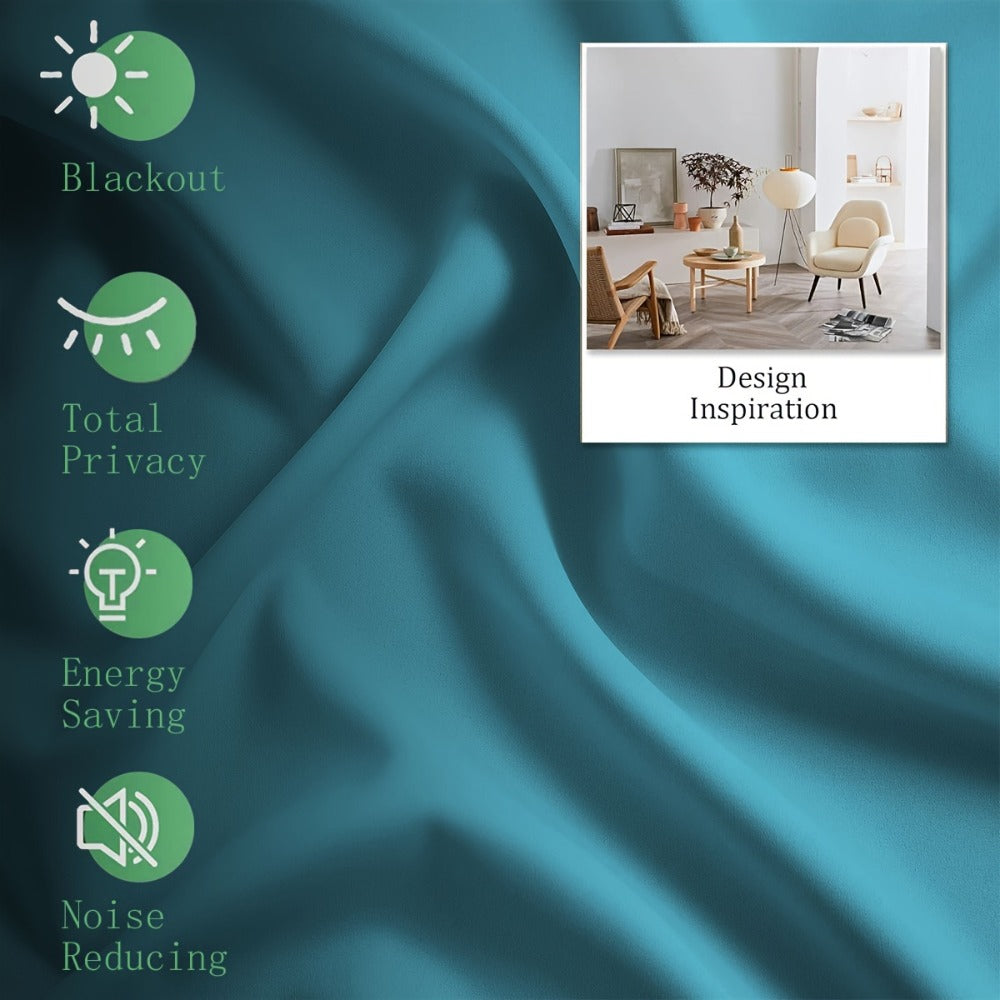 Grommet-Top Blackout Curtain Options in Nine Colors with Seven Width, Length or Panel-Count Labels