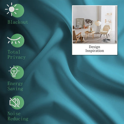 Grommet-Top Blackout Curtain Options in Nine Colors with Seven Width, Length or Panel-Count Labels