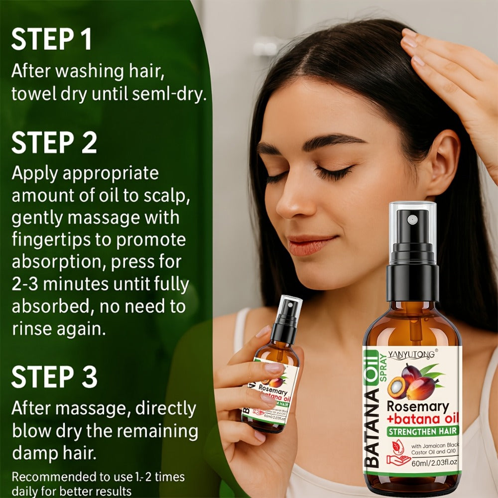 Batana & Rosemary Essential Oil Hair Spray 2.03oz, Deep Scalp & Damaged Hair Treatment, Nourishing Formula from Honduras
