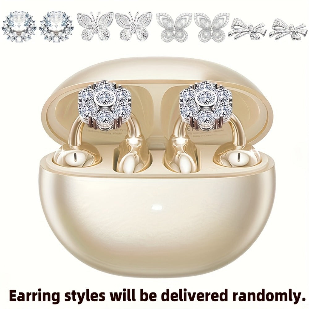 Clip On Wireless Earbuds Open Ear Bluetooth Headphones with Detachable Gemstone Earrings ANC for an Everyday Personal Care Routine