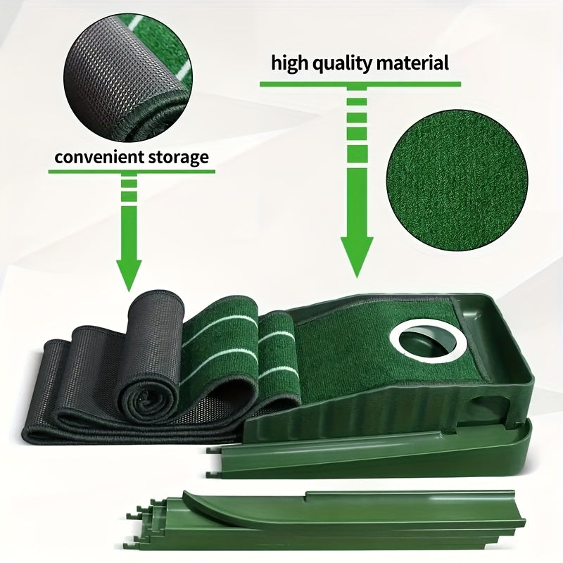 Golf Putting Mat with Automatic Ball Return – 3/5/7 ft Indoor Outdoor Putting Green | Professional Practice Turf with Ball Collector
