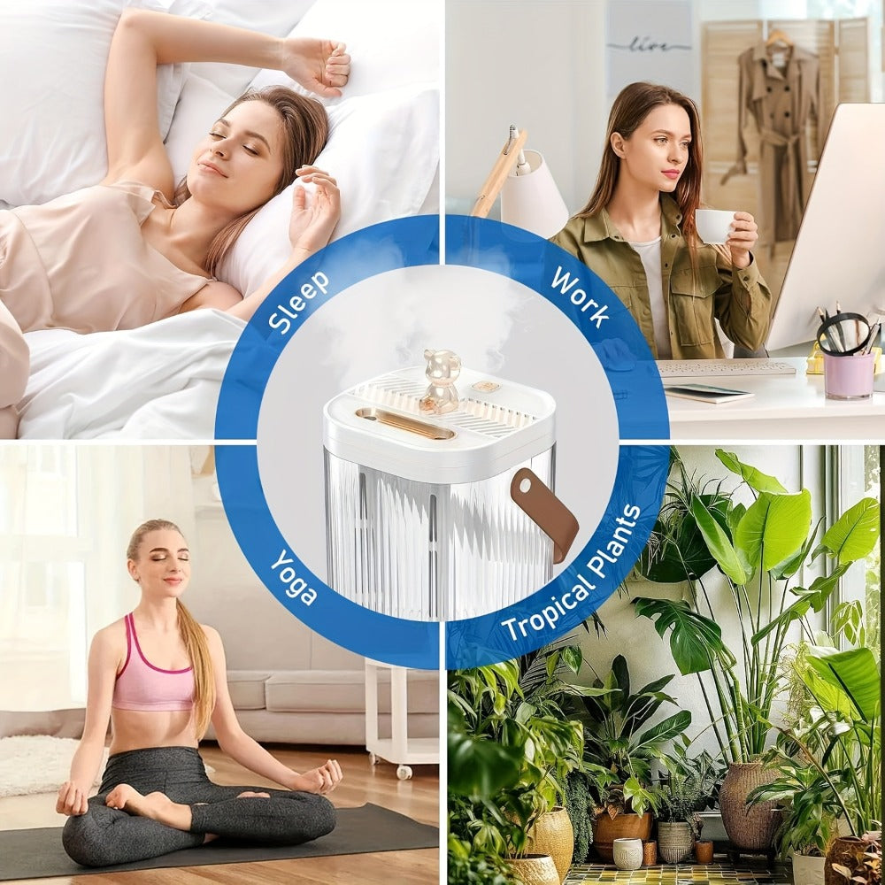 Humidifier 2L Top-Fill Dual-Mist Model with 1/2/4/8-Hour Timer, 26dB Listing and 40-Hour Runtime