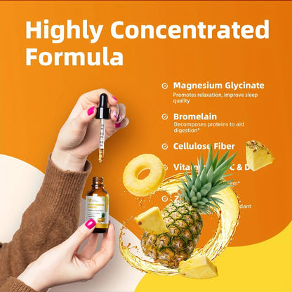 Liquid Magnesium Glycinate Drops 1000mg with Bromelain Cellulose Fiber Vitamin B6 C D & Zinc