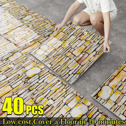 Marble Floor & Wall Decals 40-Pack Self-Adhesive Waterproof Removable Vinyl Sheets – Luxury Marble Pattern Tile Stickers for Bathroom